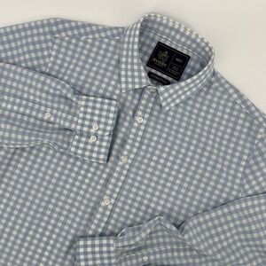 Rugby University Mens Medium Gingham Checkered Button Up Long Sleeve Performance